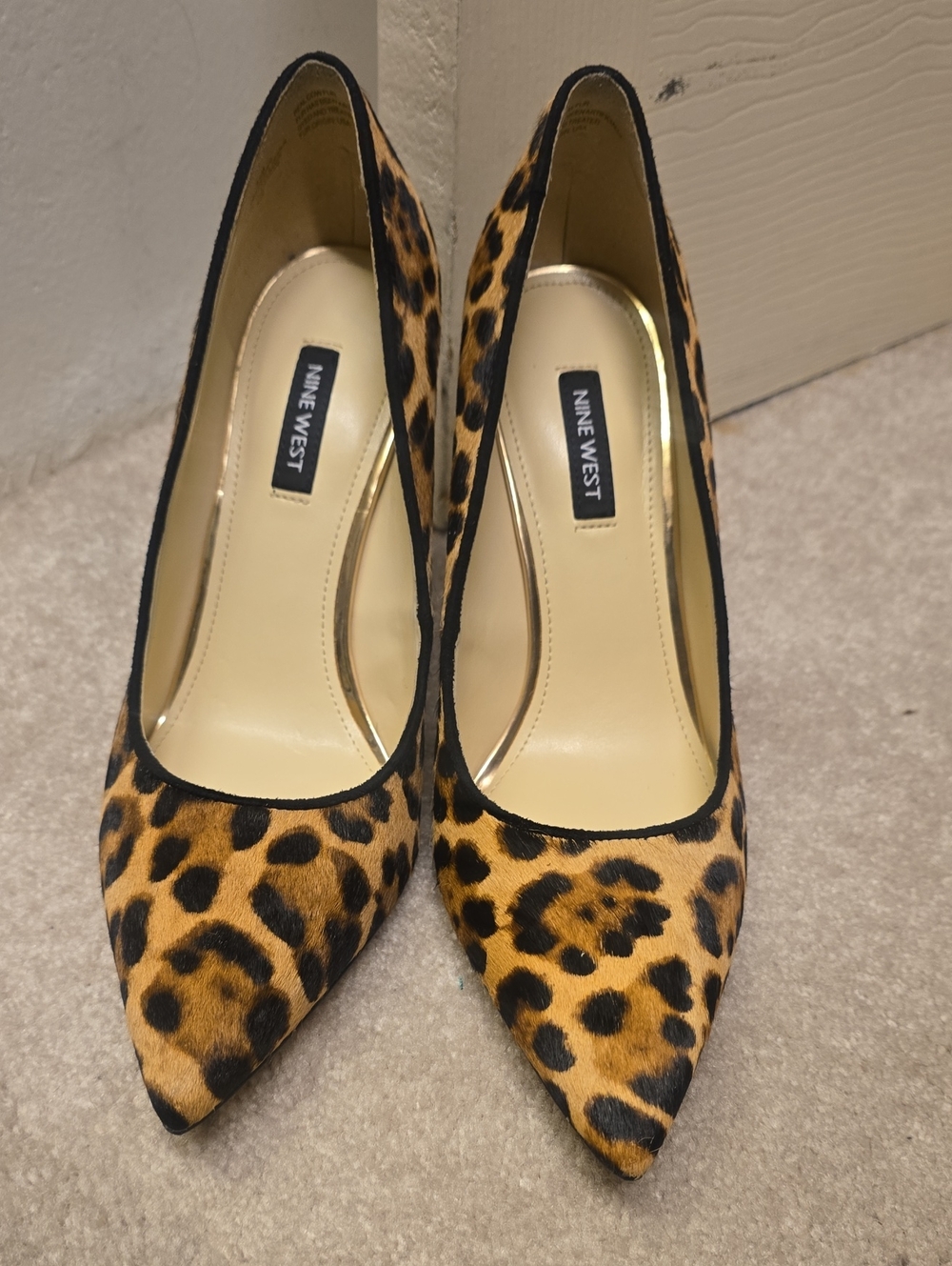 Nine West Leopard-Print Pointed Toe Pumps - Tan & Black